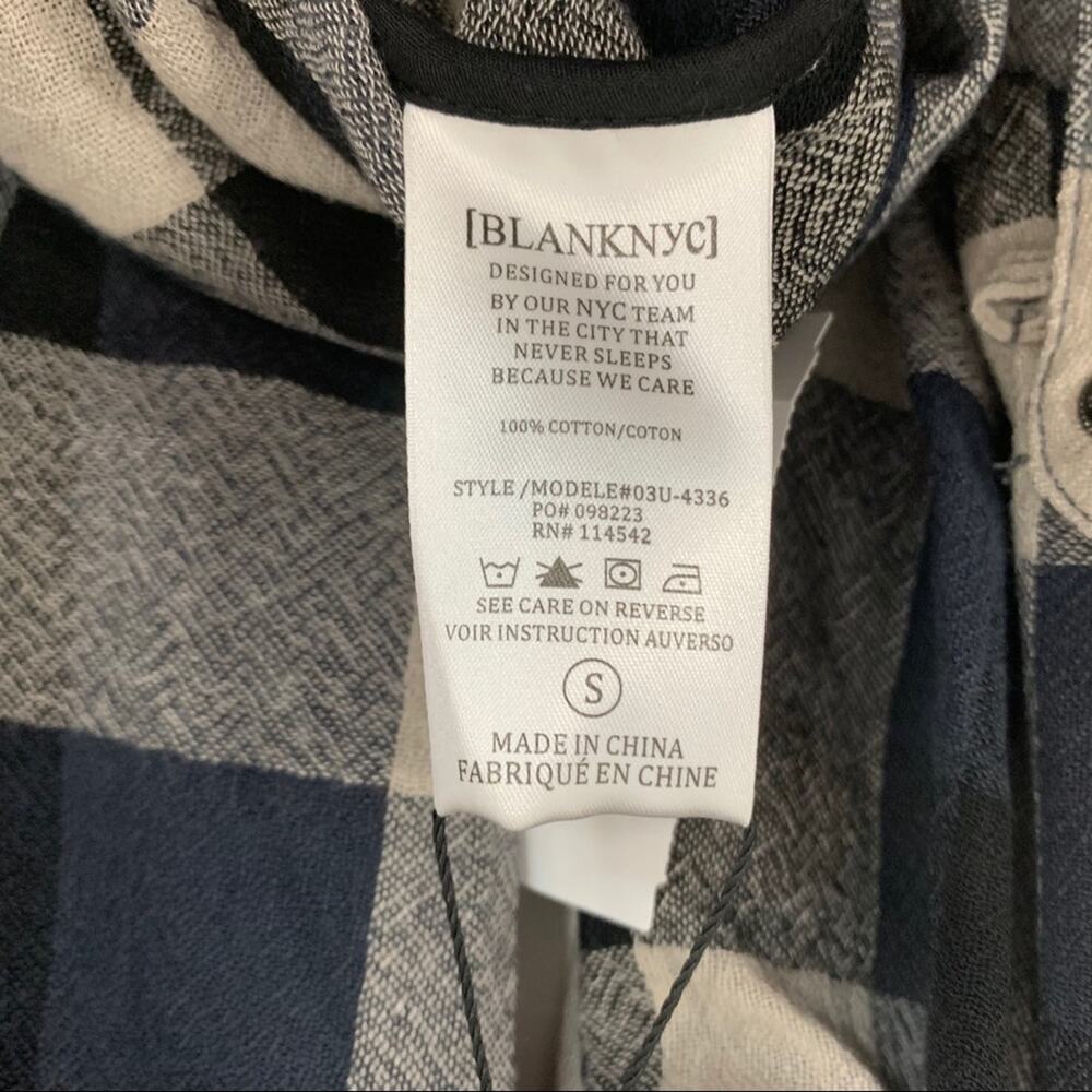 BlankNYC Blue and Tan Drape Twist Front Plaid Tunic S NWT - Picture 9 of 14